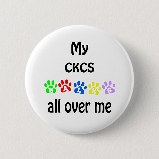 Badge Rond 5 Cm Cavalier King Charles Spaniel Marches Design (Devant)