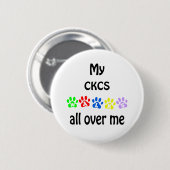 Badge Rond 5 Cm Cavalier King Charles Spaniel Marches Design (Devant & derrière)