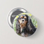 Badge Rond 5 Cm Cavalier King Charles Spaniel peint (Devant & derrière)