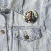 Badge Rond 5 Cm Cavalier King Charles Spaniel peint (En situation)
