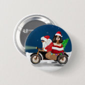 Badge Rond 5 Cm Cavalier King Chien Noël Bouton du Père Noël (Devant & derrière)