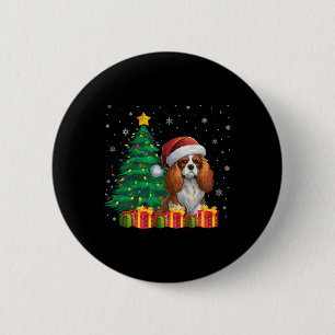 Badge Rond 5 Cm Cavalier Roi Charles Espagnol Santa Hat Noël Noël