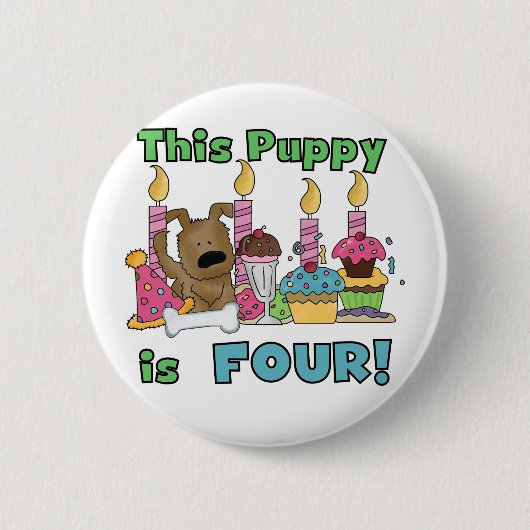 Badge Rond 5 Cm Ce chiot est quatre t-shirts et cadeaux (Devant)