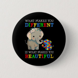 Badge Rond 5 Cm Ce qui vous rend différents Elephant Maman Autisme