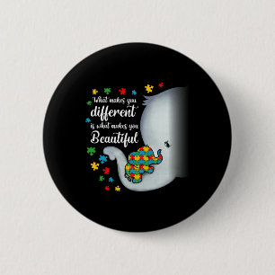 Badge Rond 5 Cm Ce qui vous rend différents éléphants Autisme Mama