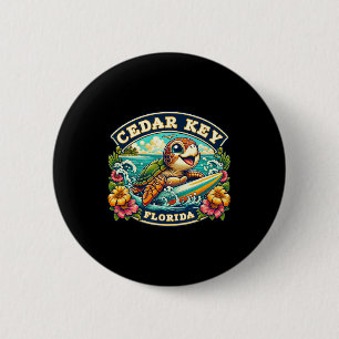 Badge Rond 5 Cm Cedar Key Floride Mignonne Tortue de Mer Surf