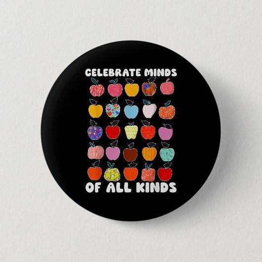 Badge Rond 5 Cm Celebrate Minds Of All Kinds Folk Art S Sped Teach (Devant)