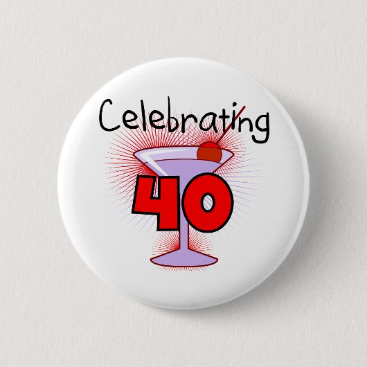 Badge Rond 5 Cm Célébration de 40 T-shirts et cadeaux (Devant)