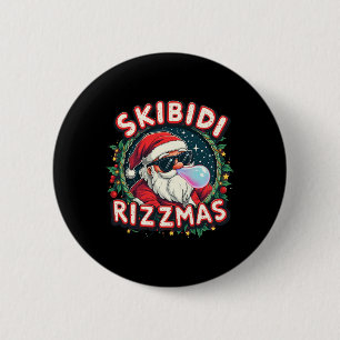 Badge Rond 5 Cm Célébration de Skibidi Rizzm Joyeux Noël Drôle de 