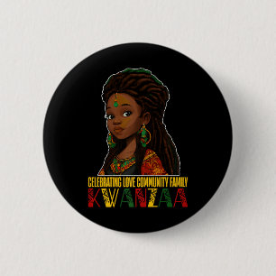 Badge Rond 5 Cm Célébration des principes Kwanzaa Kinara Bougies A