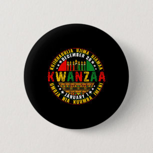 Badge Rond 5 Cm Célébration des principes Kwanzaa Kinara Bougies P