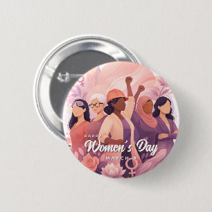 Badge Rond 5 Cm Célébration élégante de la Journée de la femme Fle