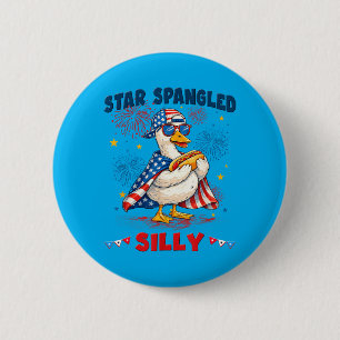 Badge Rond 5 Cm Célébration patriotique de l'oie idiote aux étoile