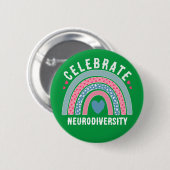 Badge Rond 5 Cm célébrer la sensibilisation à la neurodiversité sa (Devant & derrière)