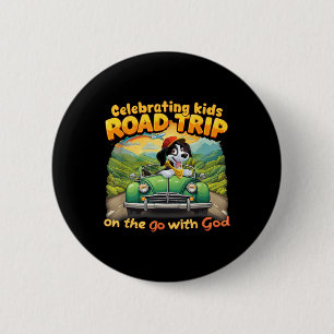 Badge Rond 5 Cm Célébrer le voyage en voiture des enfants sur la r