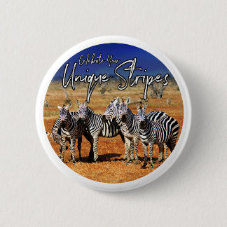 Badge Rond 5 Cm "Célébrez vos rayures uniques" Zebra Art