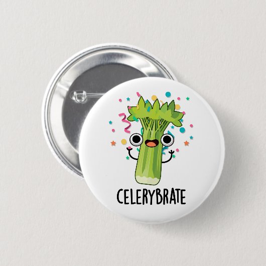 Badge Rond 5 Cm Célérat Funny Veggie Celery Pun (Devant & derrière)