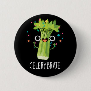 Badge Rond 5 Cm Célérat Funny Veggie Celery Pun Dark BG