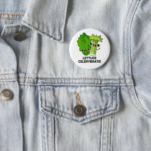Badge Rond 5 Cm Celerybrate de laitue Funny Veggie Pun (En situation)
