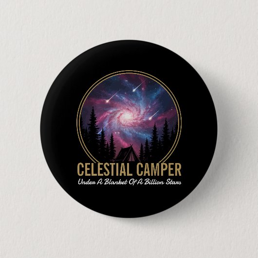 Badge Rond 5 Cm Celestial Camper Galaxy Night Scene (Devant)
