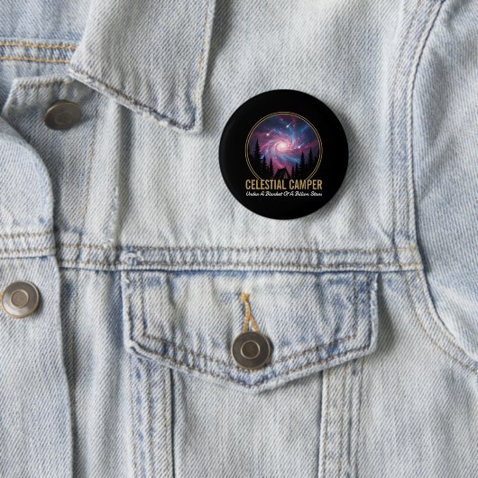 Badge Rond 5 Cm Celestial Camper Galaxy Night Scene (En situation)