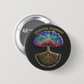 Badge Rond 5 Cm Celestial Harmony Tree | Cosmic Meditation Mandala (Devant & derrière)