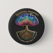 Badge Rond 5 Cm Celestial Harmony Tree | Cosmic Meditation Mandala (Devant)