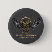 Badge Rond 5 Cm Celestial Owl Cosmic Guardian (Devant)