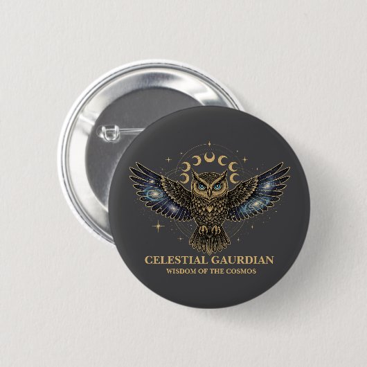 Badge Rond 5 Cm Celestial Owl Cosmic Guardian (Devant & derrière)