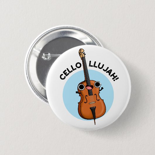 Badge Rond 5 Cm Cello-llujah Funny Cello Pun (Devant & derrière)
