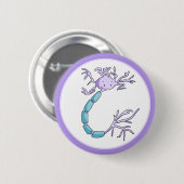 Badge Rond 5 Cm Cellule de neurone mignonne pourpre et verte illus (Devant & derrière)