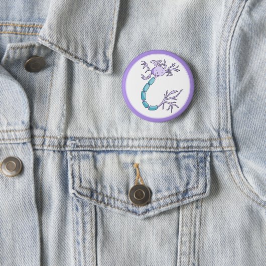 Badge Rond 5 Cm Cellule de neurone mignonne pourpre et verte illus (En situation)
