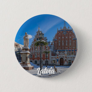 Badge Rond 5 Cm Centre historique de la ville à Riga, Lettonie