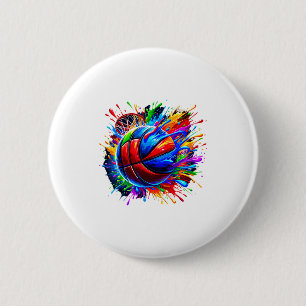 Badge Rond 5 Cm Cerceau de basketball coloré Joueur Frère Art