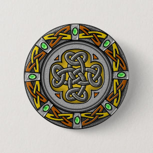 Badge Rond 5 Cm Cercle celtique - acier et cuir