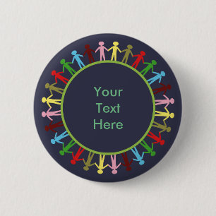 Badge Rond 5 Cm Cercle coloré des gens Texte personnalisé