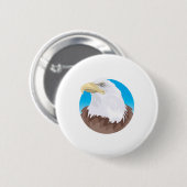 Badge Rond 5 Cm cercle d'aigle chauve (Devant & derrière)