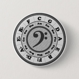 Badge Rond 5 Cm Cercle de clef basse des cinquièmes