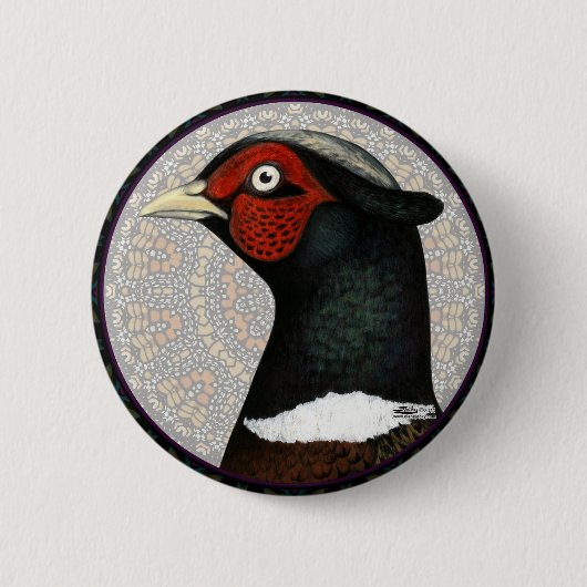 Badge Rond 5 Cm Cercle de faisan Ringneck (Devant)