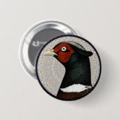 Badge Rond 5 Cm Cercle de faisan Ringneck (Devant & derrière)