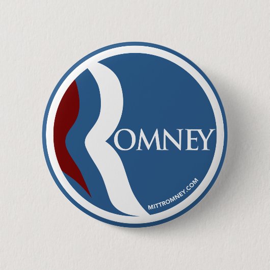 Badge Rond 5 Cm Cercle de logo de Mitt Romney "R" (bleu) (Devant)