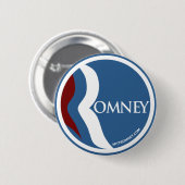 Badge Rond 5 Cm Cercle de logo de Mitt Romney "R" (bleu) (Devant & derrière)