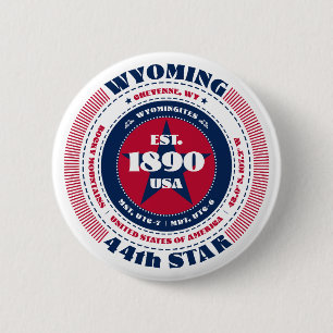 Badge Rond 5 Cm Cercle de Wyoming patriotique avec détails d'état