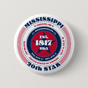 Badge Rond 5 Cm Cercle du Mississippi patriotique avec détails sur