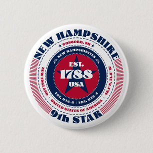 Badge Rond 5 Cm Cercle du New Hampshire patriotique avec détails s