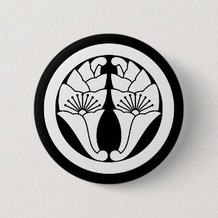 Badge Rond 5 Cm Cercle entourant des feuilles d'abricotier en fleu