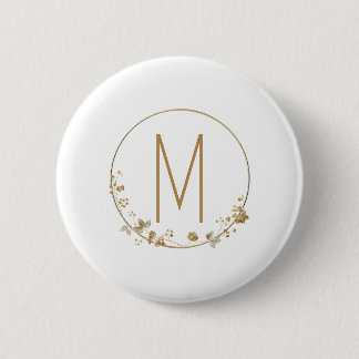 Badge Rond 5 Cm Cercle Minimaliste Feuille d'Or