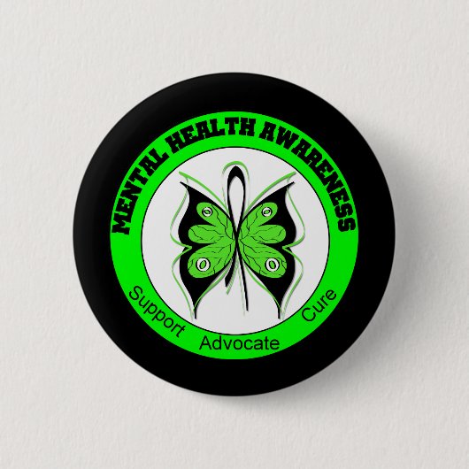 Badge Rond 5 Cm Cercle papillon Sensibilisation à la santé mentale (Devant)