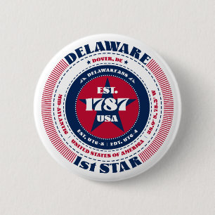 Badge Rond 5 Cm Cercle patriotique du Delaware avec détails de l'É
