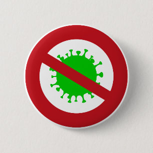 Badge Rond 5 Cm Cercle rouge Aucun virus Germes